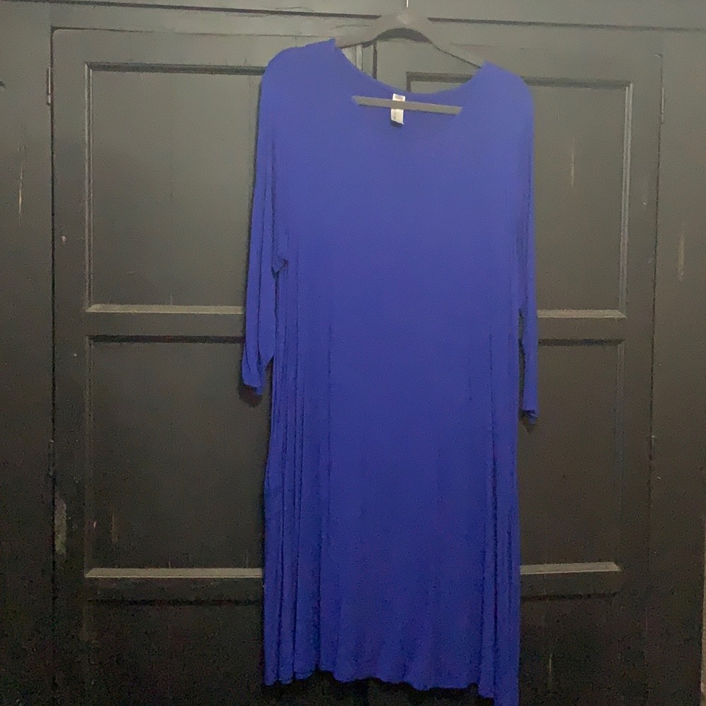 Blue cotton long sleeve dress